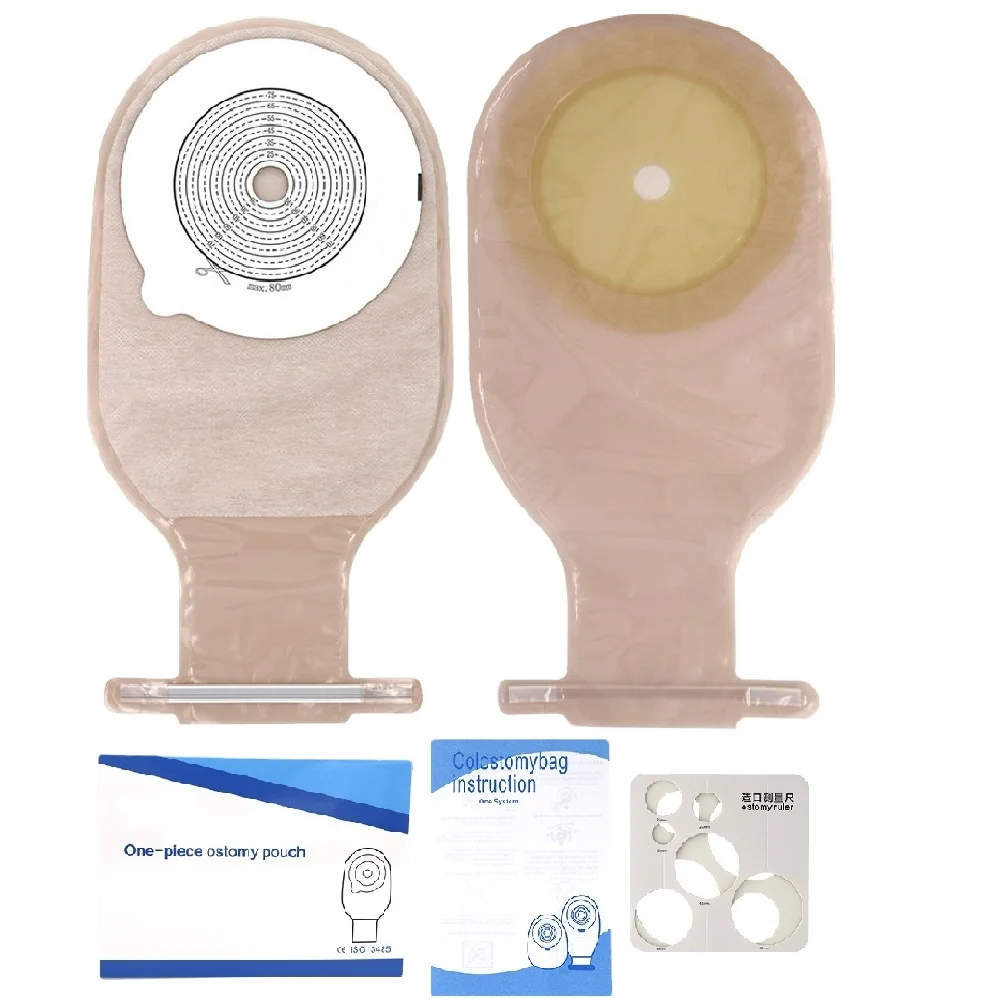 One Piece Ostomy Bag Free Sample Colostomy Bag Manufacturer Directly Supplied with Maximum Cutting Hole 80mm Medical Devices Ce