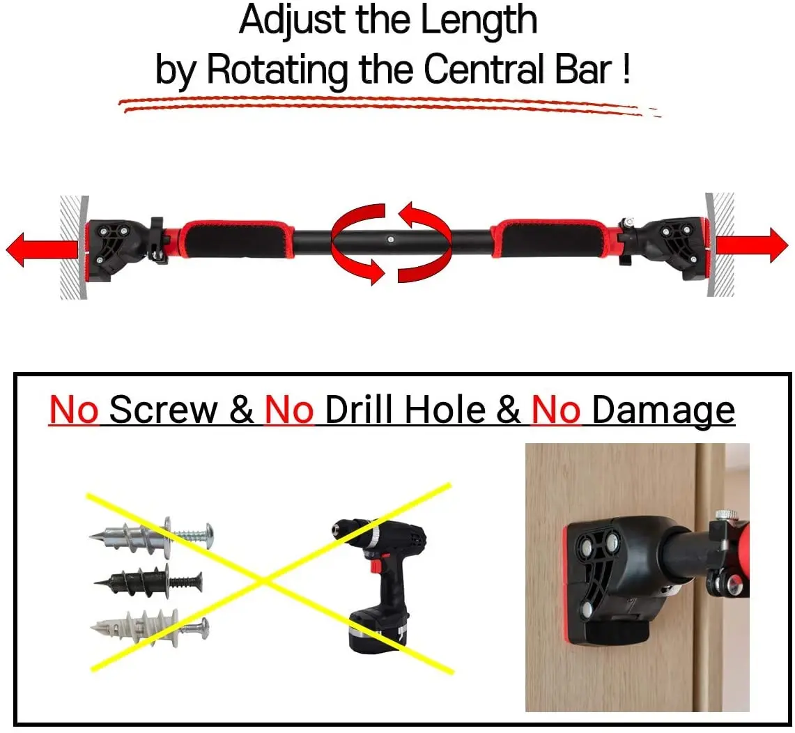 FengRen Durable Home Fitness Equipment Length Adjustable Multi-functional Horizontal Bar