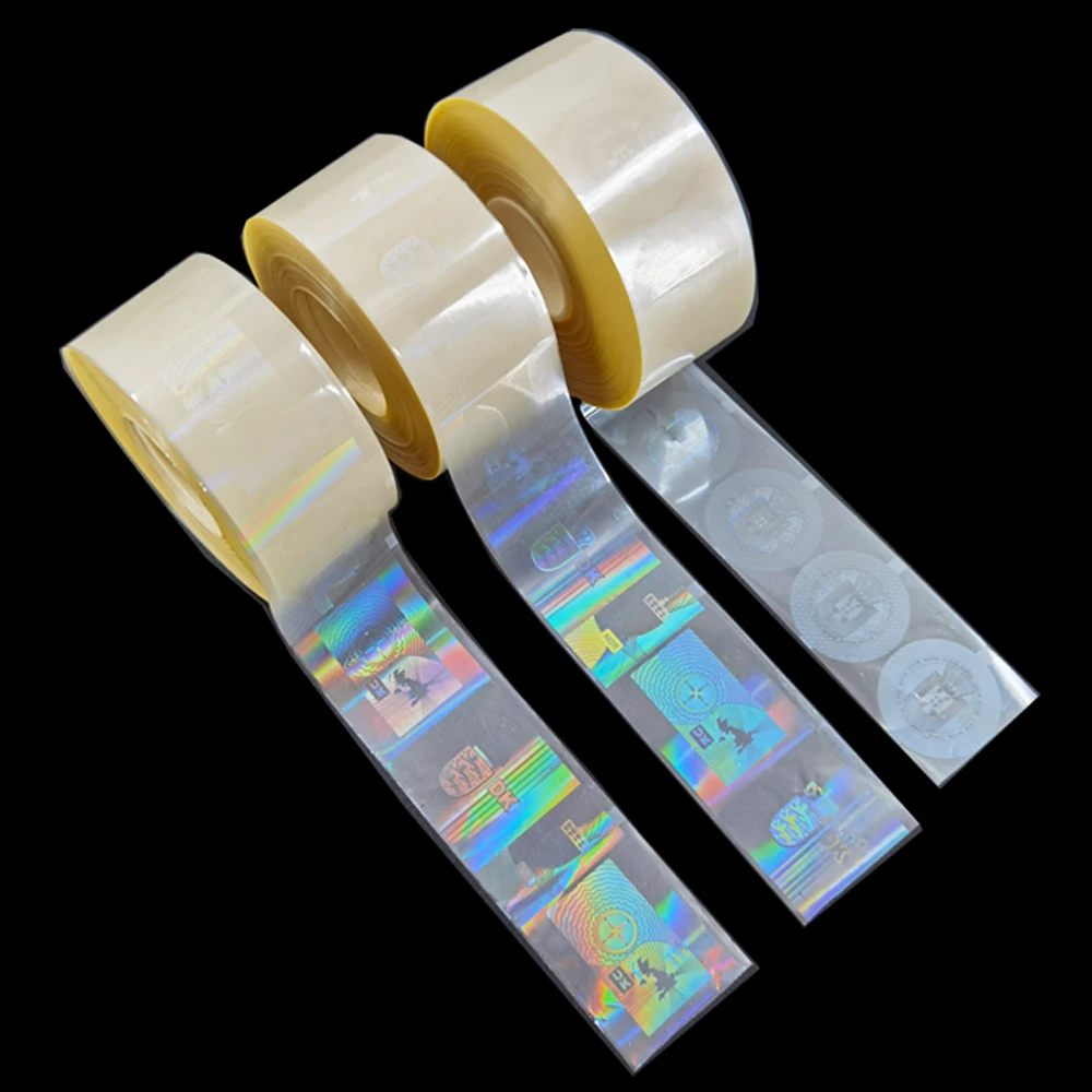 Professional Factory Custom Printing Hologram Direct Thermal Label Self Adhesive Holographic Roll Silver Adhesive Label Film