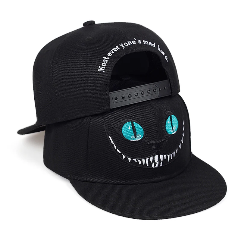 cheshire cat cartoon children 5 panel adjustable puff embroidery custom snapback hat caps