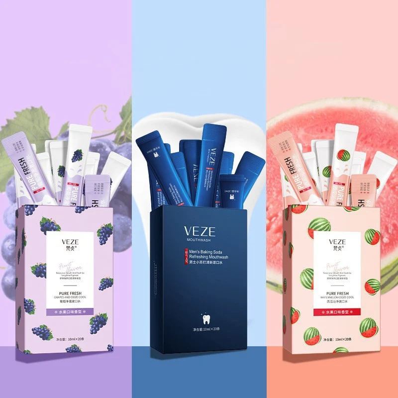 VEZE Baking Soda Mouthwash Peach Watermelon Freshens Breath Whitening Teeth Mint Mouth Wash Mini Mouthwash For Men And Women