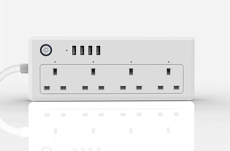 UK WiFi Tuya Smart Power Strip With 4 AC Socket 4 USB Port Timing Voice Control Smart Power Strip Tuya Smart Power Socket