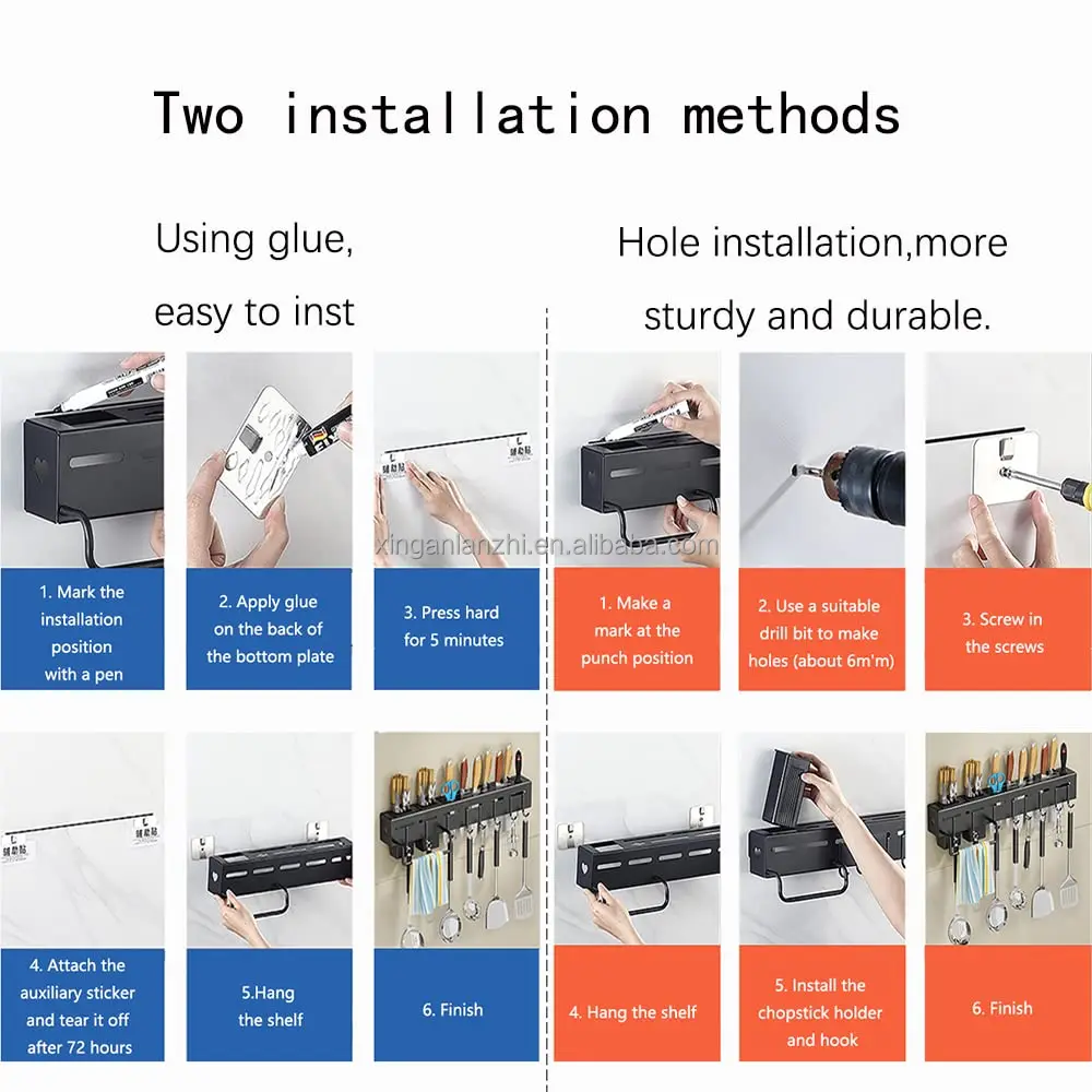 Customized Kitchen Stainless Steel Kitchenware utensil Rack Household Use Wall Mounted hanging Storage Shelf