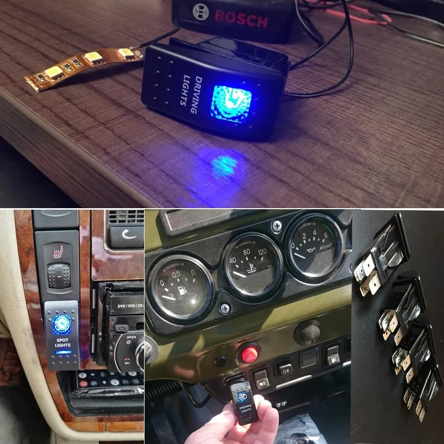 1pcCar Switch 12V Truck LED Light Toggle Switch 5pin Waterproof Spot Driving LED Light Bar Tray Reverse Rear Zombie Light Switch