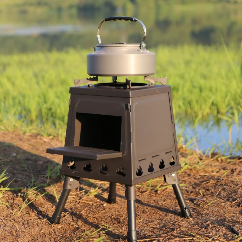 Wholesale camping wood stove cold rolled steel outdoor cooking stove picnic equipment customize