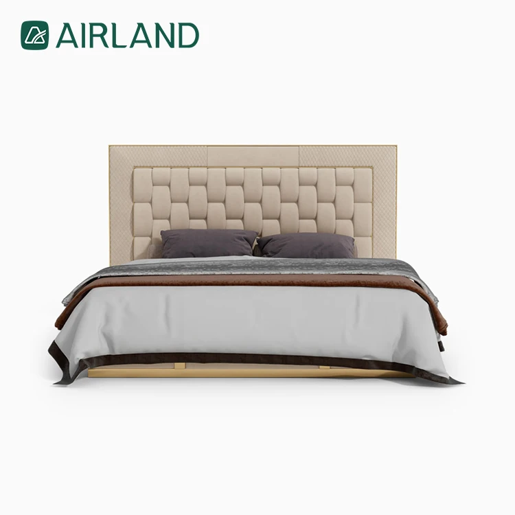 Apartment furniture double bed frame leather high-quality high-density elastic sponge double bed