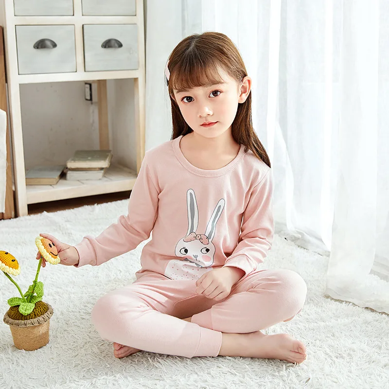 Милый пижамный комплект с принтом на заказ для детей весенние детские пижамы героями мультфильмов хлопковая одежда сна девочек по низкой цене