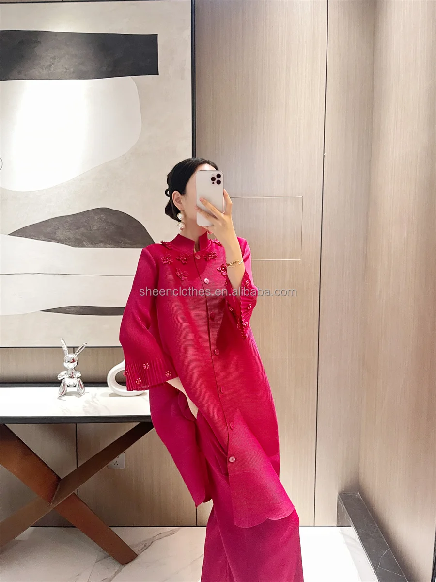 Miyake Pleats Classic Sets 2022 Spring Irregular Loose Long Sleeve Tops Harem Pants Women Casual Vintage Designer Two Piece Suit