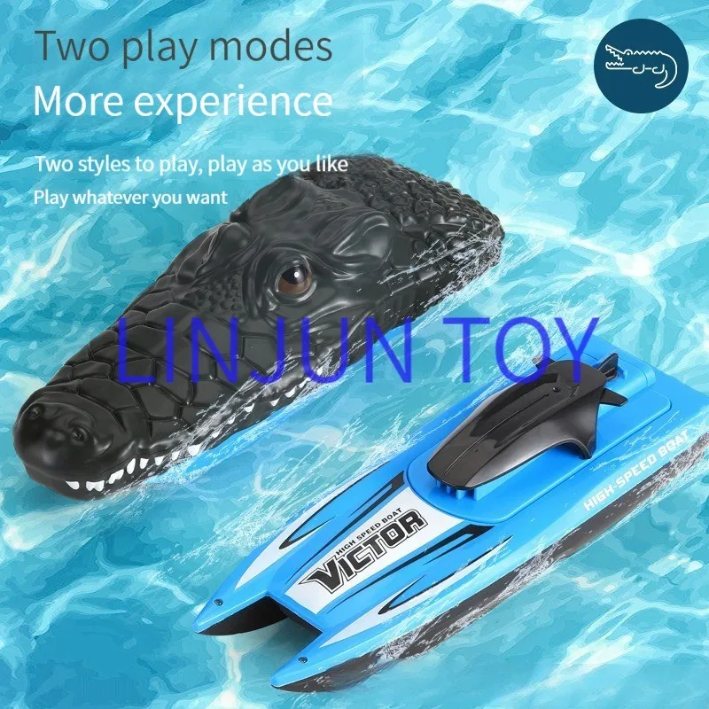 2023 New product  2.4G remote control 4-way waterproof  Crocodile remote control speedboat  Summer water boat toys