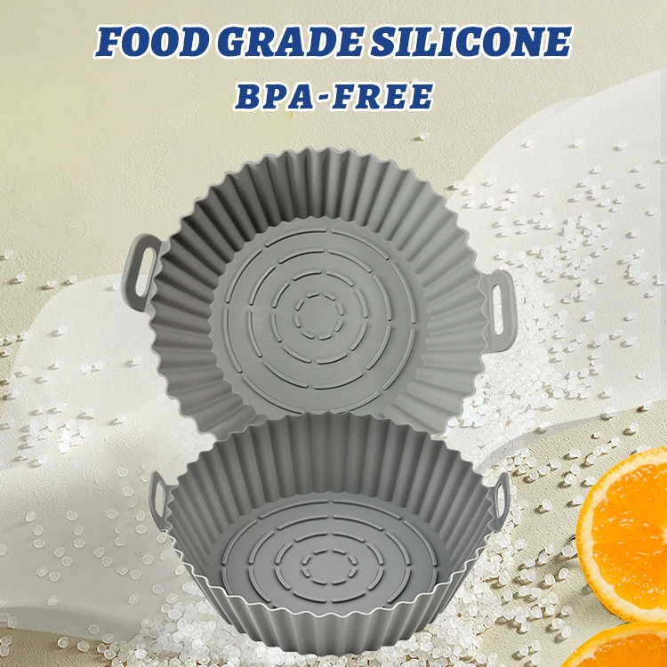 OBJ OEM food grade silicone frying pan Paper kitchen utensils Air frying pan inside stand high temperature air frying pan