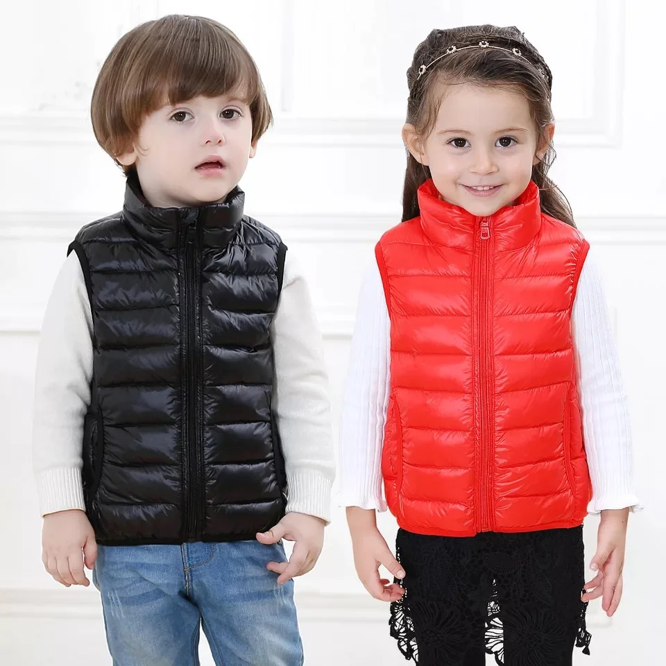 
 Складывающаяся ультра легкий изготовленный на заказ пуховик детский спортивный зимний теплый детский пуховый жилет для детей  