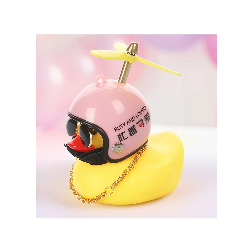 Car Rubber Duck Toy With Helmet Broken Wind Pendant Small Yellow Duck Car Dashboard Ornaments Cool Glasses Duck