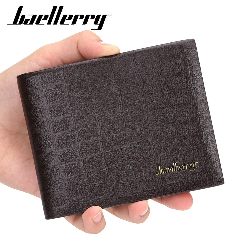 Baellerry Vintage Crocodile Pattern Card Wallet Simple Male Short Purse