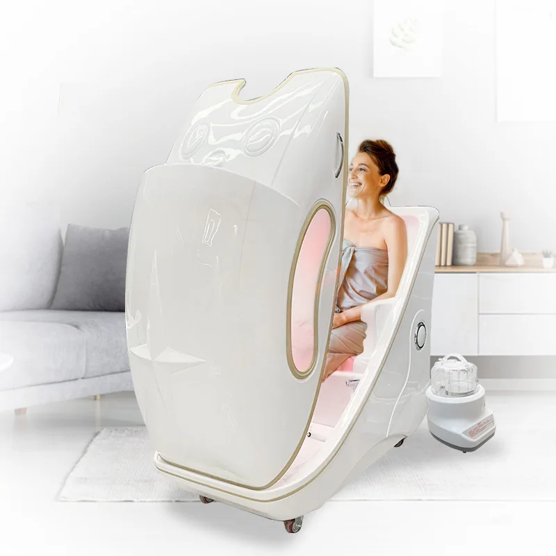 Guangyang professionaL sauna capsule with red light therapy Steam heating Sitting steam spa capsule with ozone and MP3 player