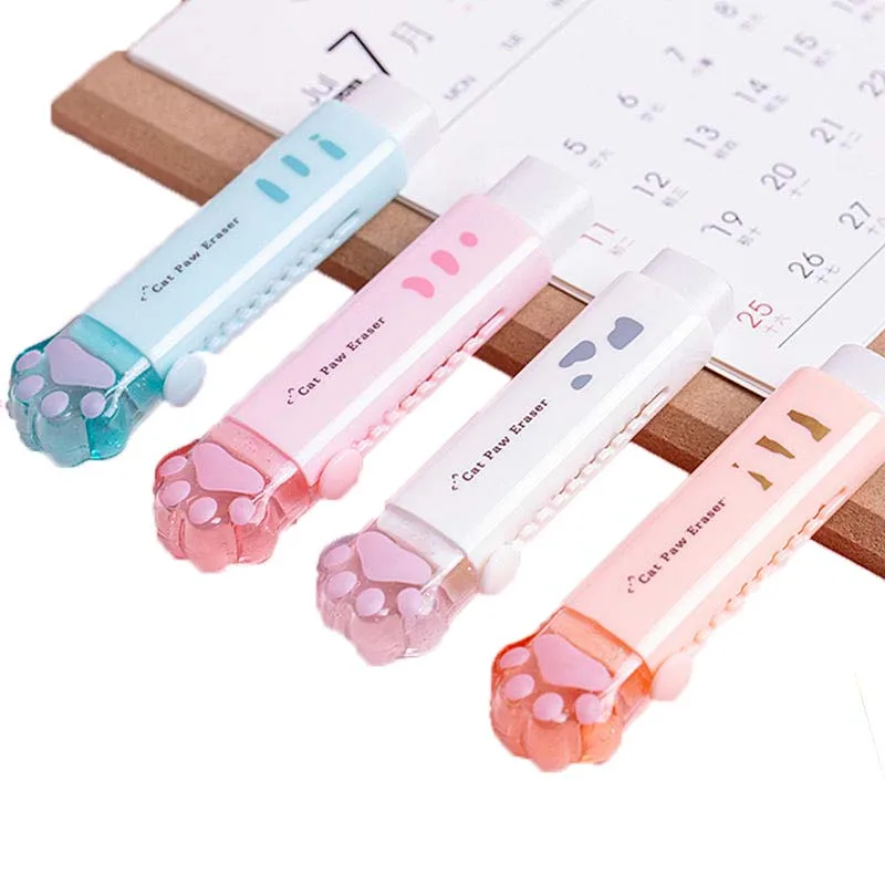 Kawaii Push-pull дизайн кошачья лапа портативный резиновый ластик милые Ластики для детей школьные офисные принадлежности Подарочные канцелярские