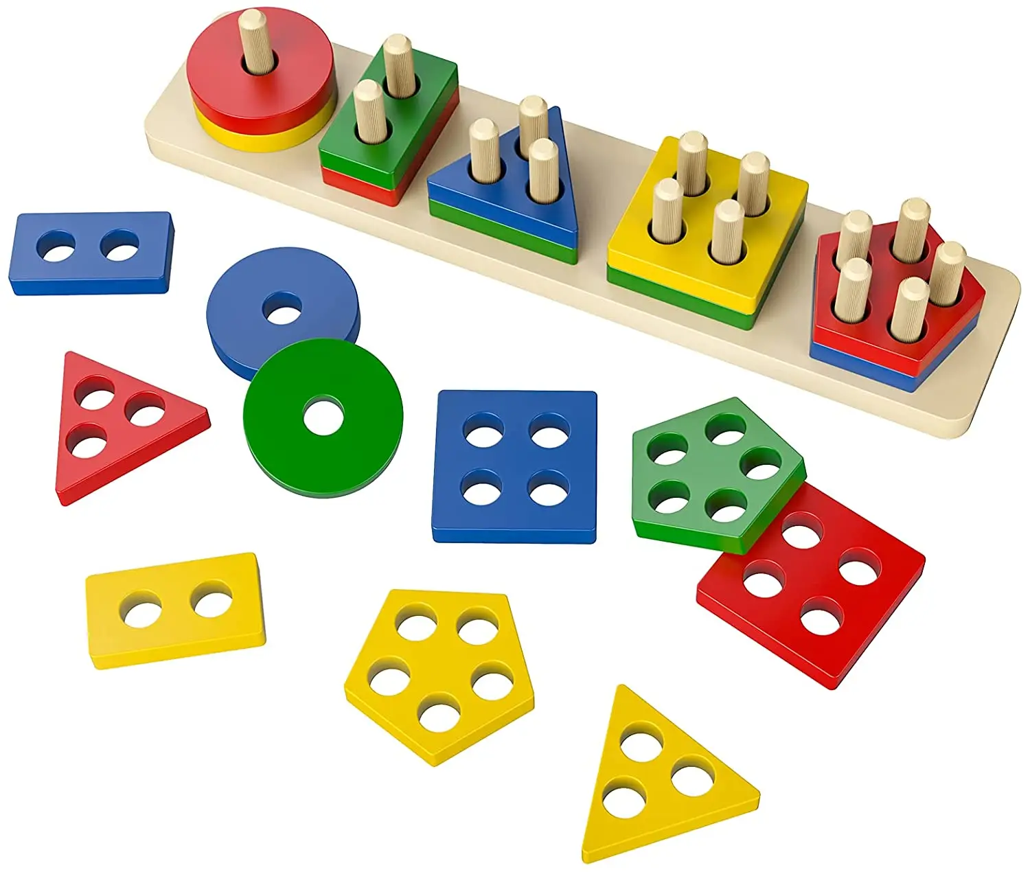 Wooden Shape Color Sorter Preschool Stacking Blocks Montessori Educational Sorting Toys  Wooden Stacking Toys,