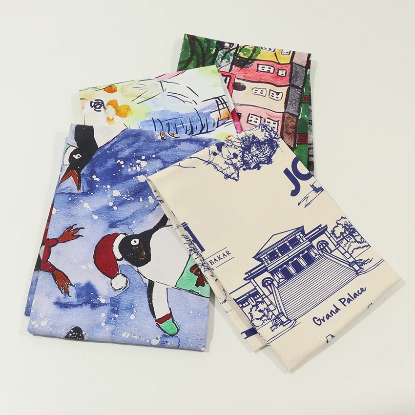 Hoshom Wholesale Dish Cloths Linen Souvenir Tea Towel Kitchen Christmas Tea Towels Customize Print