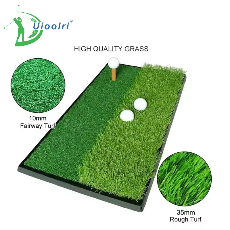 Custom Mini Dual Turf Golf Hitting Mat Long and Short Grass Swing Mat Practice Driving  Indoor Outdoor Golf Chipping Mat