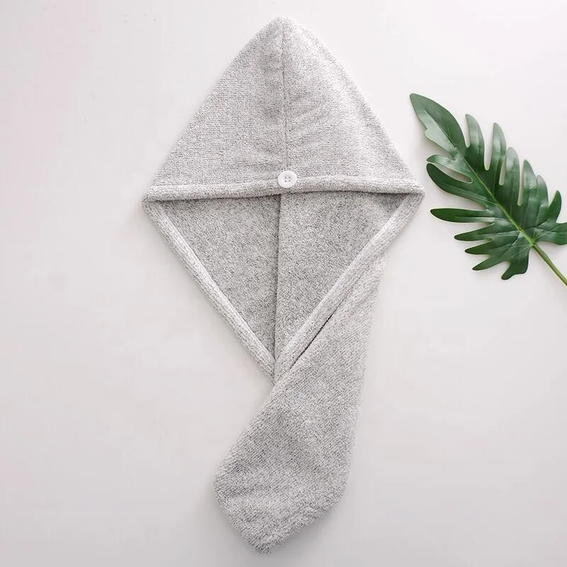 solid color absorbent dry hair towel with microfiber hair towel wrap for women