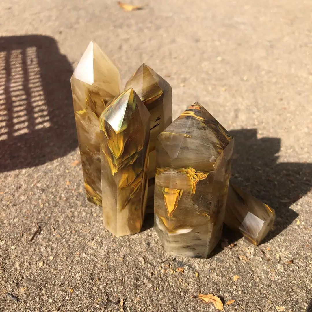 
Wholesale handmade smelting crystal quartz rod points smelting wands points folk crafts 