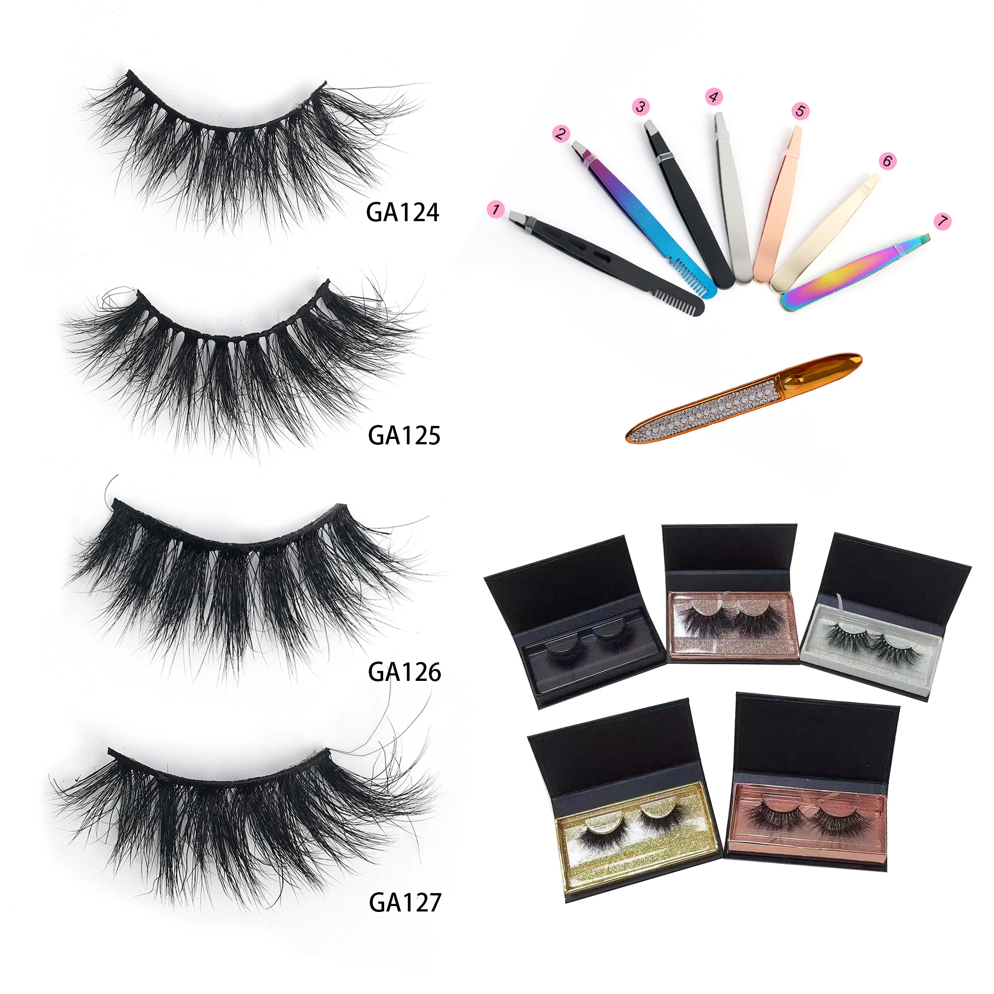 Glueless 8-18mm fibre lashes with customized packaging 3d lashes private label faux false mink eyelash