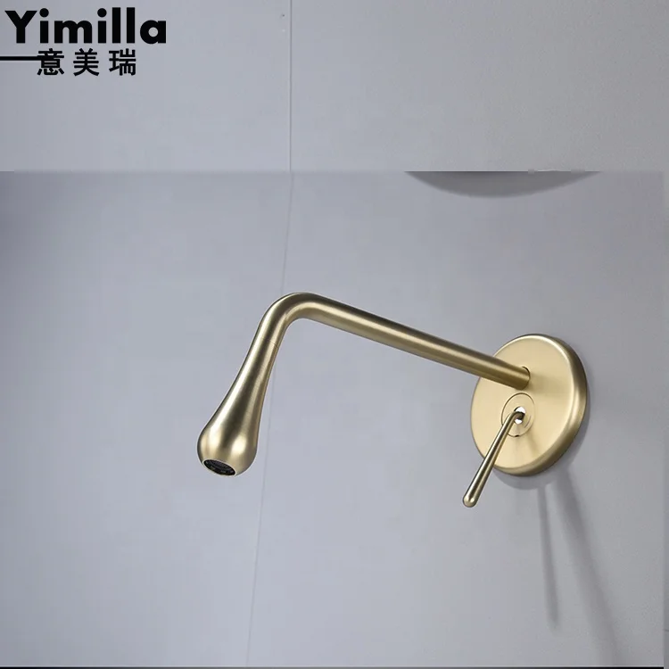 Luxurious golden wall-in basin faucet mixer brass polished gold faucet basin taps