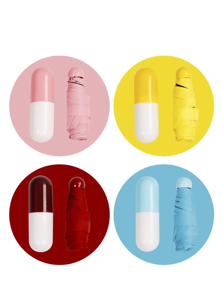 Women Compact Rain Paraguas Parapluie Sombrillas 5 fold Mini Pocket Folding Promotional gift custom print cheap Capsule Umbrella
