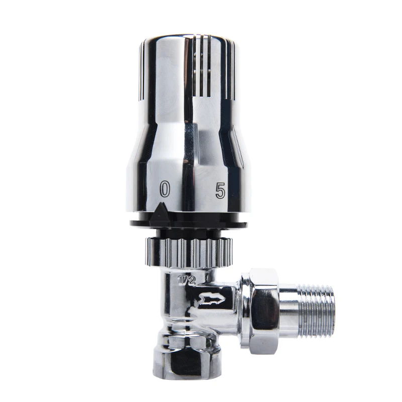 OLDE Chrome Plated TRV Thermostatic Radiator Valve and Lockshield Brass Body White Head