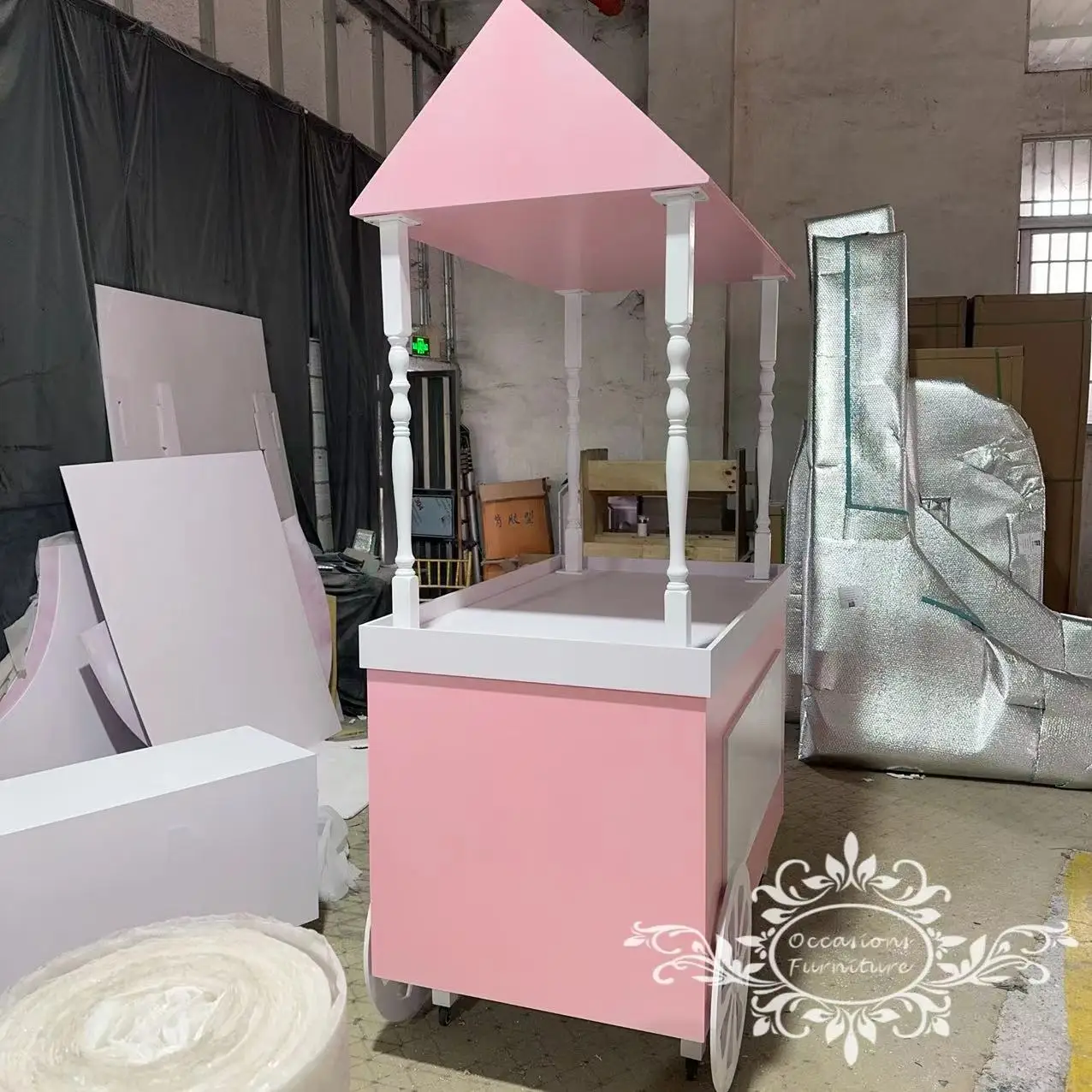 Pink White Cart Baby Shower Birthday Party Candy Sweet Cart Props
