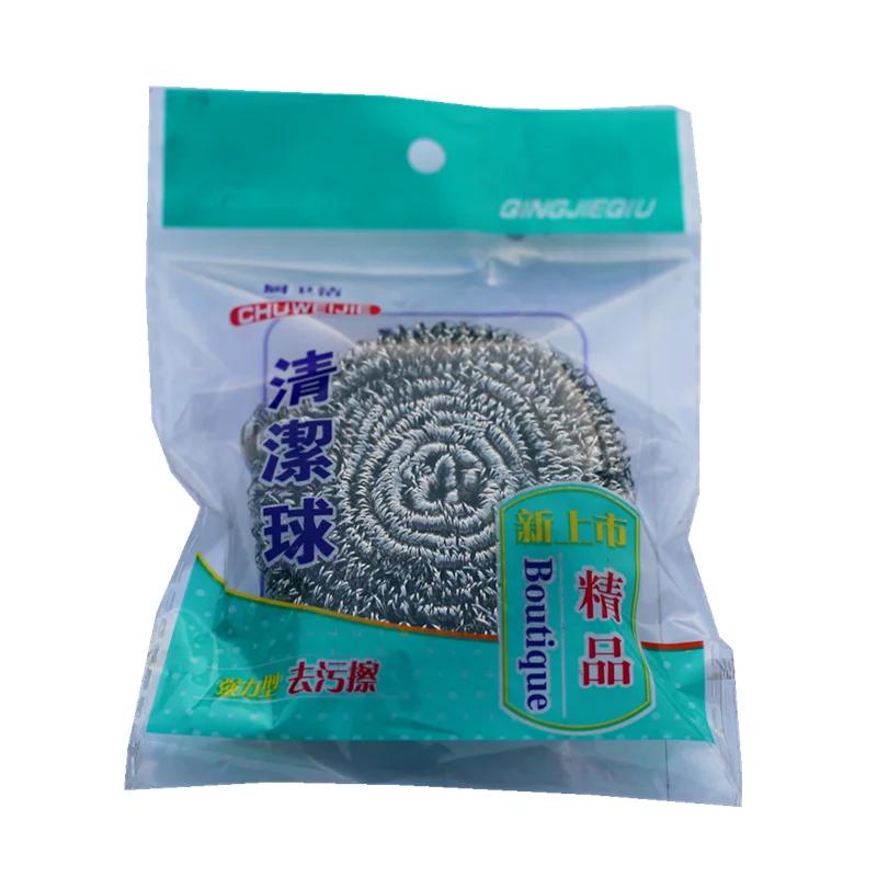 Eco Friendly Stainless Steel Indonesia Hot Sale Household Dish Washing OPP Bags Packing Kitchen Sponge Wire Scourer