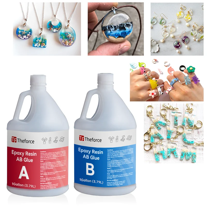 Epoxy Resin Crystal Clear Not Yellowing No Bubble Self Leveling Easy Mix 1:1 Casting & Coating DIY Jewelry Making 1 gallon