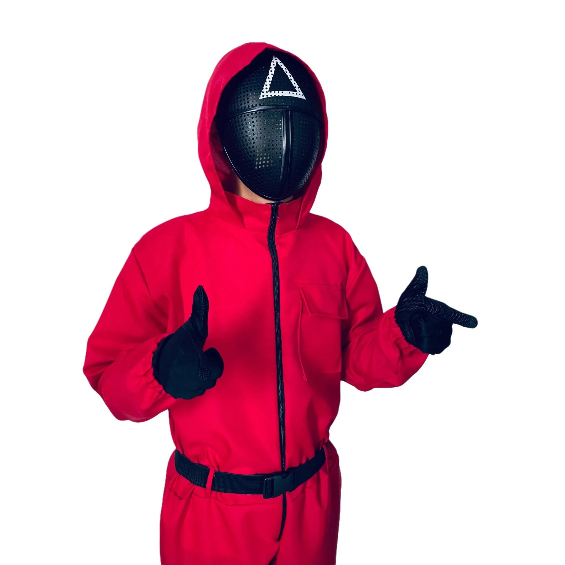 Wholesale Halloween Costume Squid Game Uniform Supervisor Cosplay Costume Red Suit Onesie Outfits Squid Game Jumpsuit