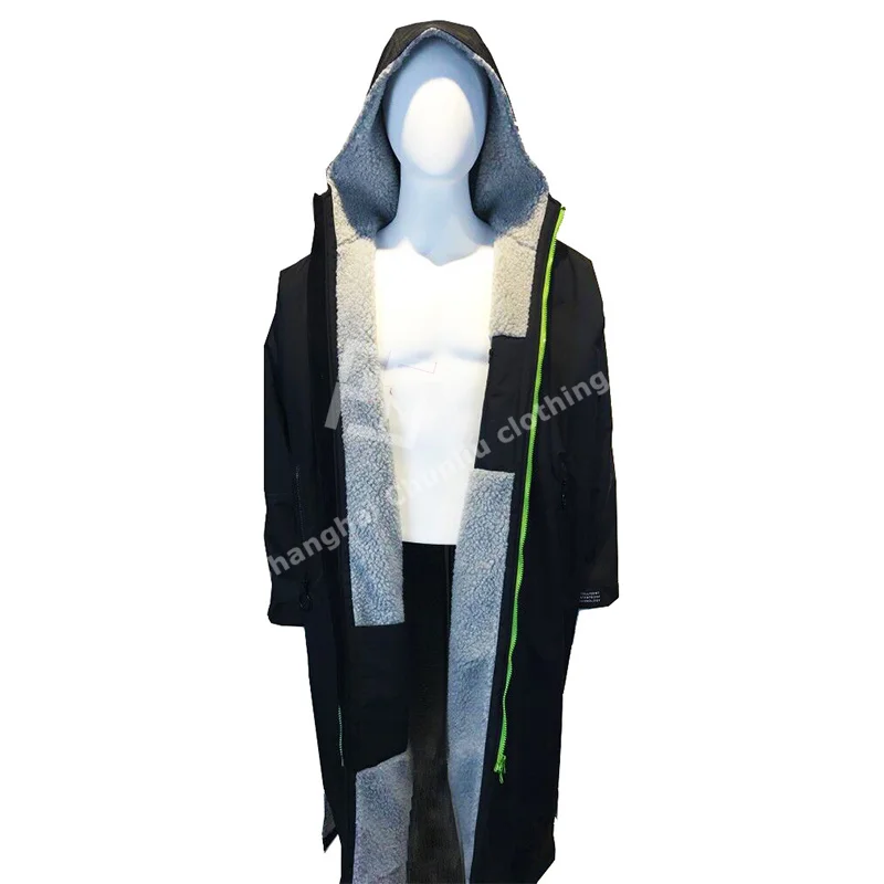 Custom Logo Waterproof coat Long Sleeve Dry Robe Surf Robe with inside fleece lining swim changing robe