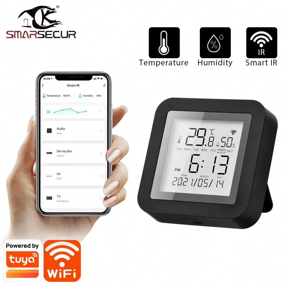 Hot sale Tuya Smart IR Remote Control WiFi Temperature and Humidity Sensor with Remote Control TV Fan Air Conditioner