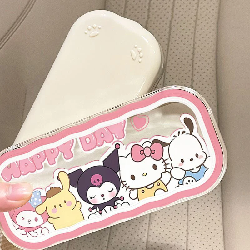 Wholesale Japan Cartoon Helloed Kitty Sanrio Vanity ABS Glasses Travel Case Makeup Brush Storage Beauty Cosmetic Bags Accessory