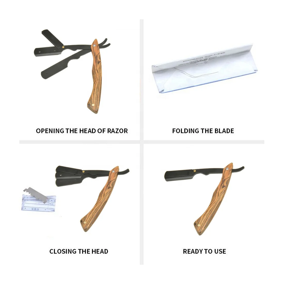 New 2023 Beard Folding Barber Shaver Knife Tool Professional Barber Straight Edge Custom Shaving Razor