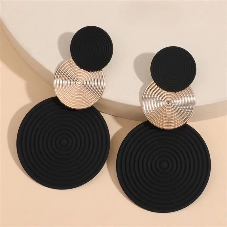 Wholesale Customized Copper Spray Painted Earrings Round Pendant Earrings Women Jewelry Accessories