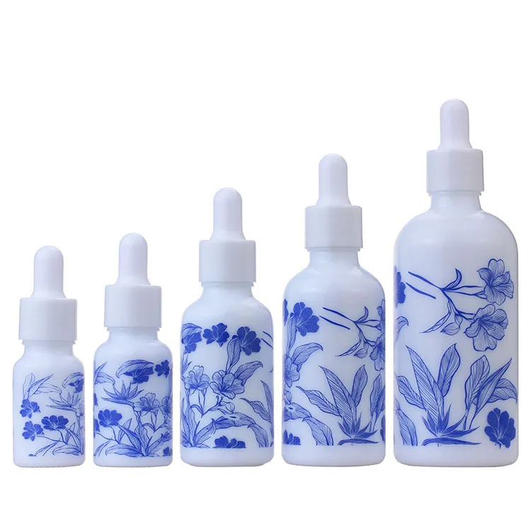 Customization White Pipette Drop Glass Essential Oil Bottle with Dropper for Cosmetic Serum Essence