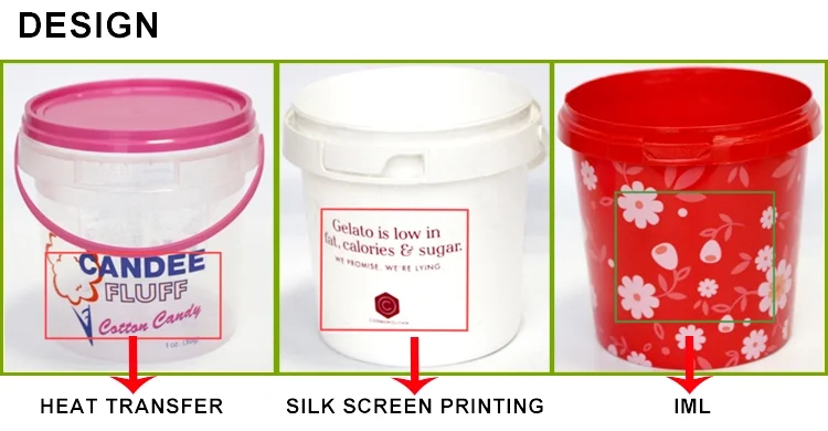 Factory Supply 1l 2l 3l 4l 5l Jam  Ice Cream Yogurt Bucket Food Grade Clear  Round Plastic Bucket With Handle And Lid