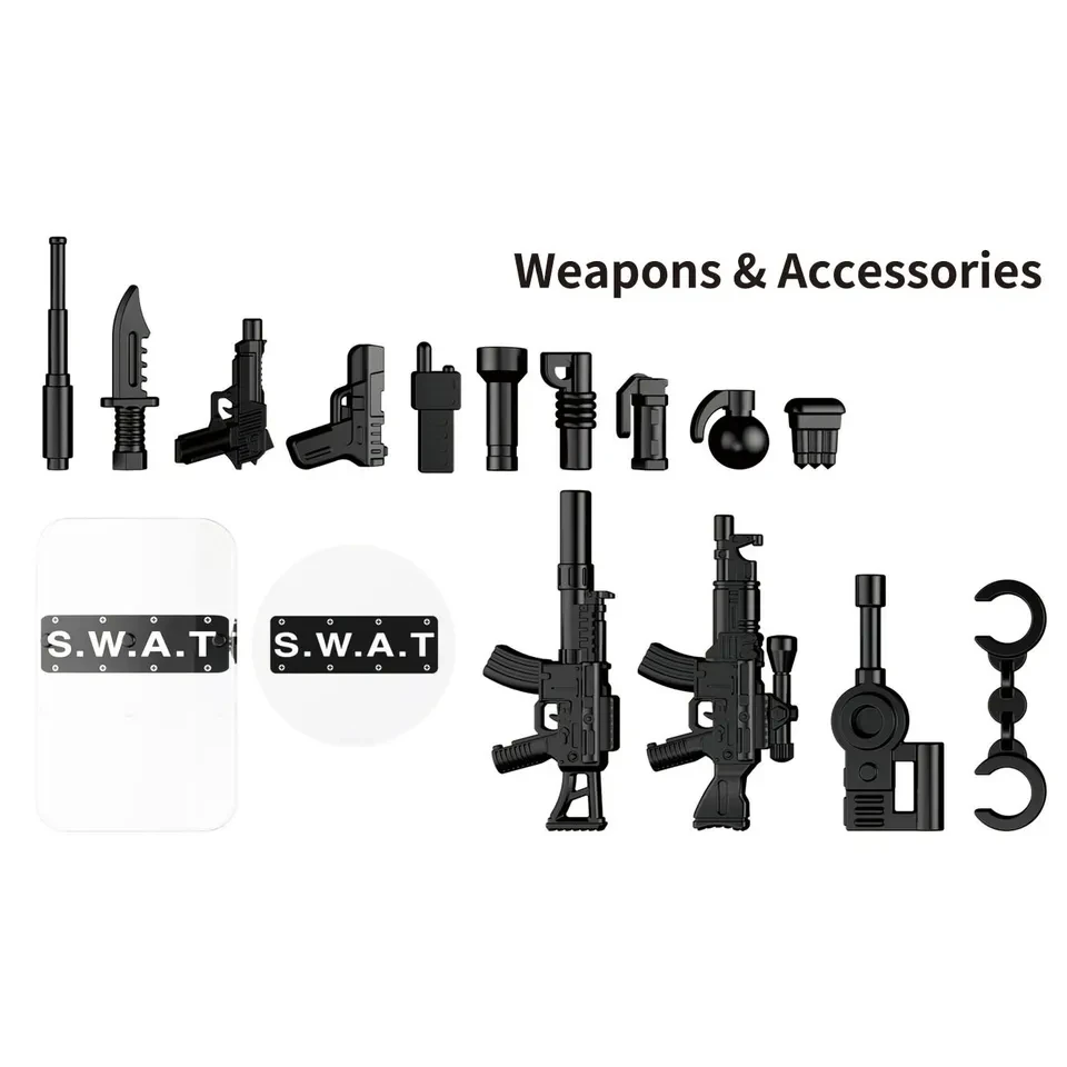 HW Toy 6 in 1 SWAT black team of the storm mobile combat bus building blocks sets 1011PCS DIY technologies bricks toys for kids