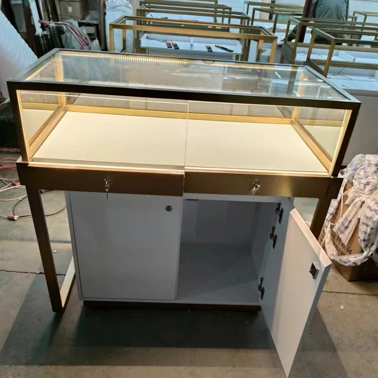 Luxury Jewelry glass showcase display showcase display cabinet for jewelry necklace earrings