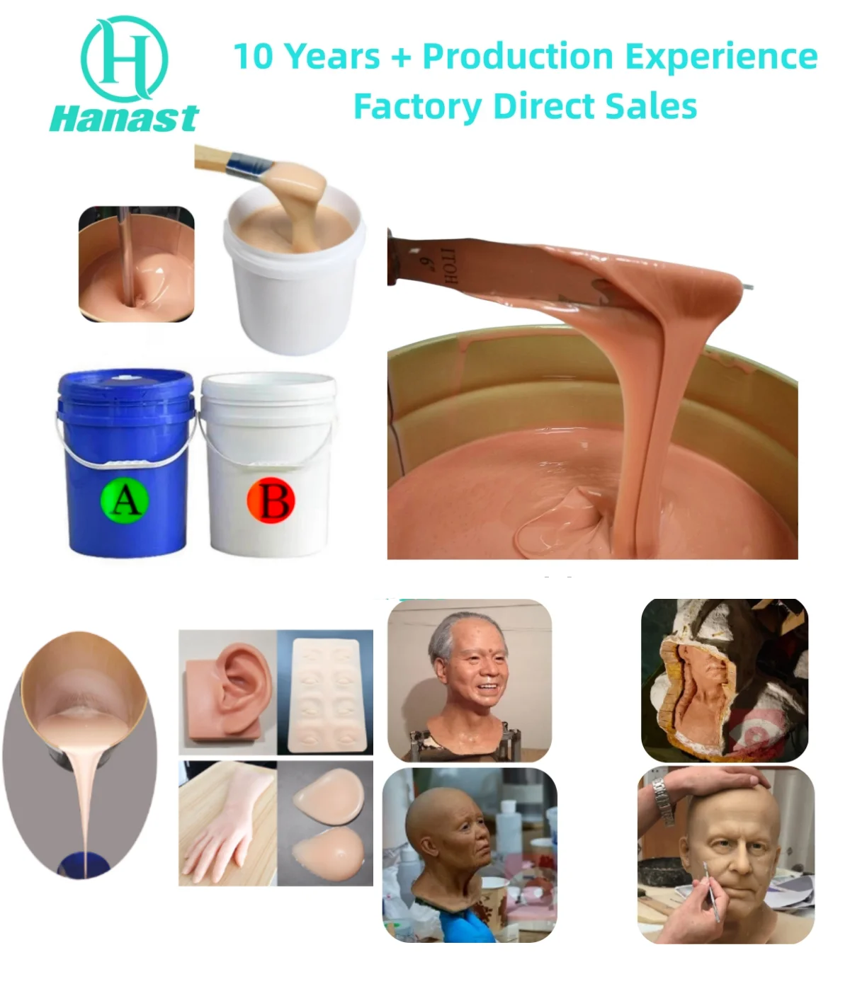 Hanast Mold Silica Gel RTV 2 Liquid Silicone Rubber for  Life Simulation Artificial Female Skin