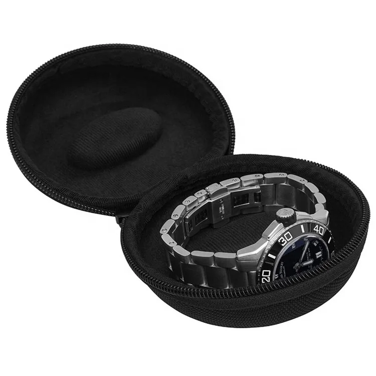 Wholesale Custom Black EVA Storage Jewelry Box With Zipper Portable Soft Felted Watch Case Box Holding Pouch Hard Watch Box