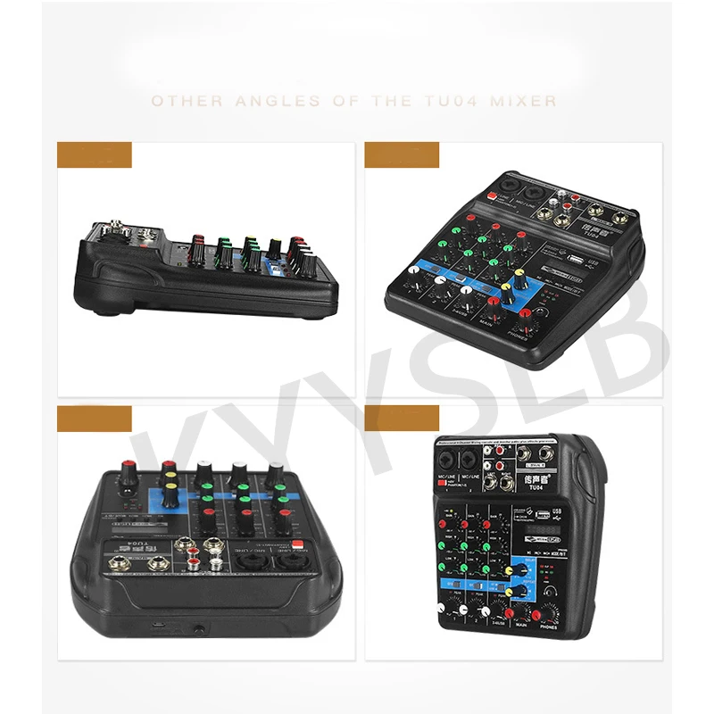 OEM ODM Blueteeth Sound Card Digital Small 4-way Audio Mixer Professional Live Stage Usb Mini Home Audio System Mixer