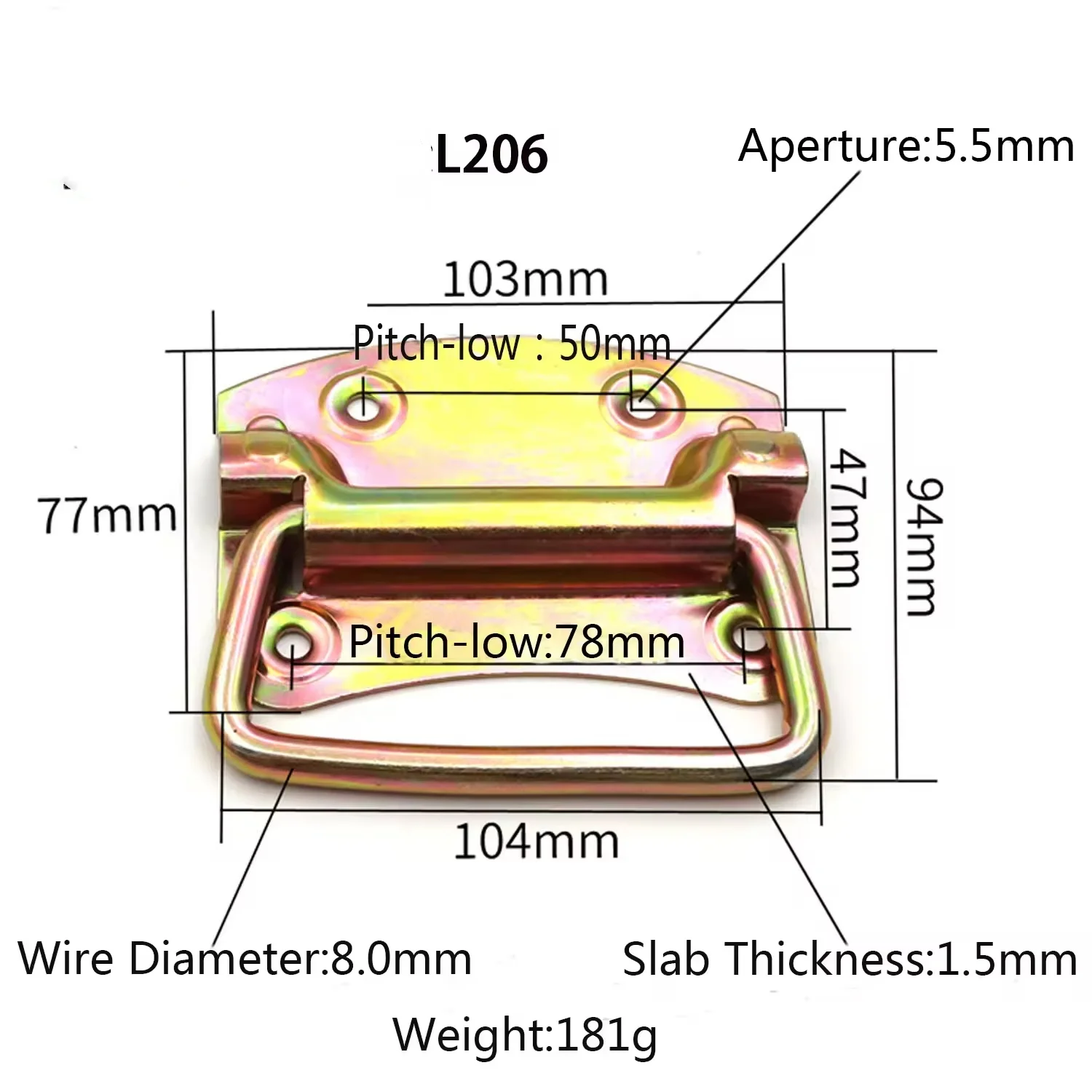 Custom high quality 304 flight case parts Heavy duty large dish handle metal hande for box parts L206