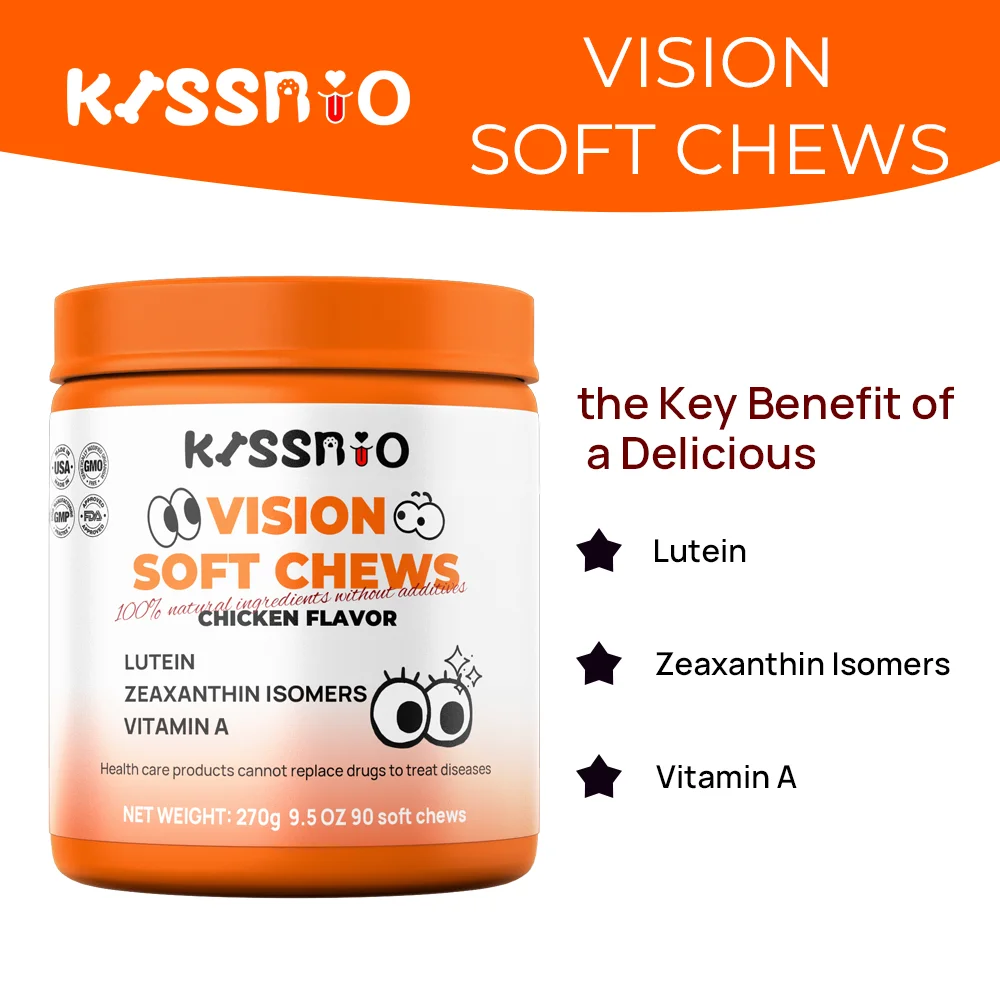 Vision Supplement for Pet Care Soft Chews in Turkey and Tuna Flavors for Dogs Cats and  Adults Life Stage
