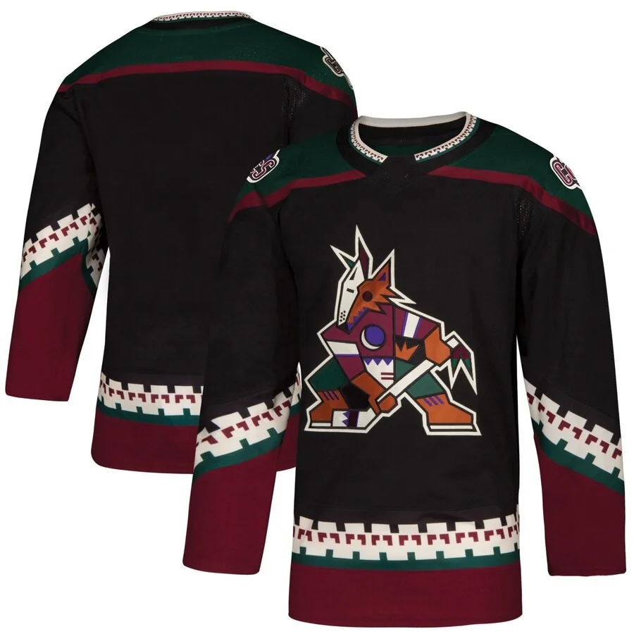 Wholesale retro black red tackle twill ice hockey uniform