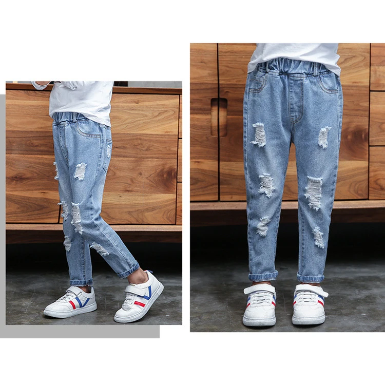 Детская одежда, новые осенние джинсы для девочек, детские брюки с дырками
