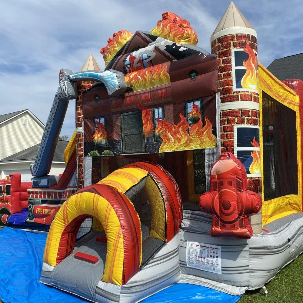 large inflatable fire truck bouncer bouncy castle factory direct sale