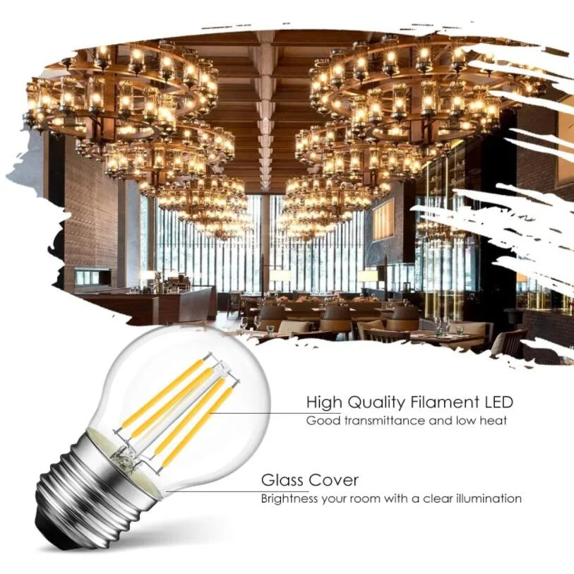 Warm Light 1W 2W 4W 5W 6W E12 E14 E26 E27 B22 G14 G16 P45 G45 G50 Ampoules Globe Clear Glass Dimmable Led Filament Bulb for Home